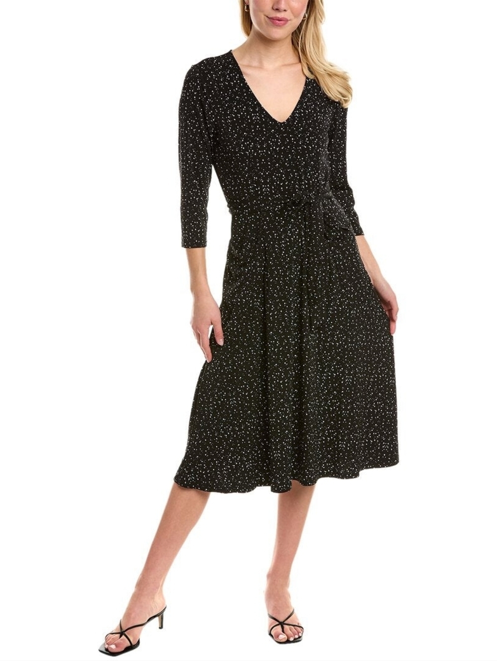 Leota | Black Tie Waist Knit Midi Dress Size 2X